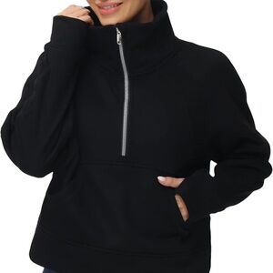 NWT THE GYM PEOPLE Womens Half Zip Pullover Fleece Stand Collar Crop Sweatshirt